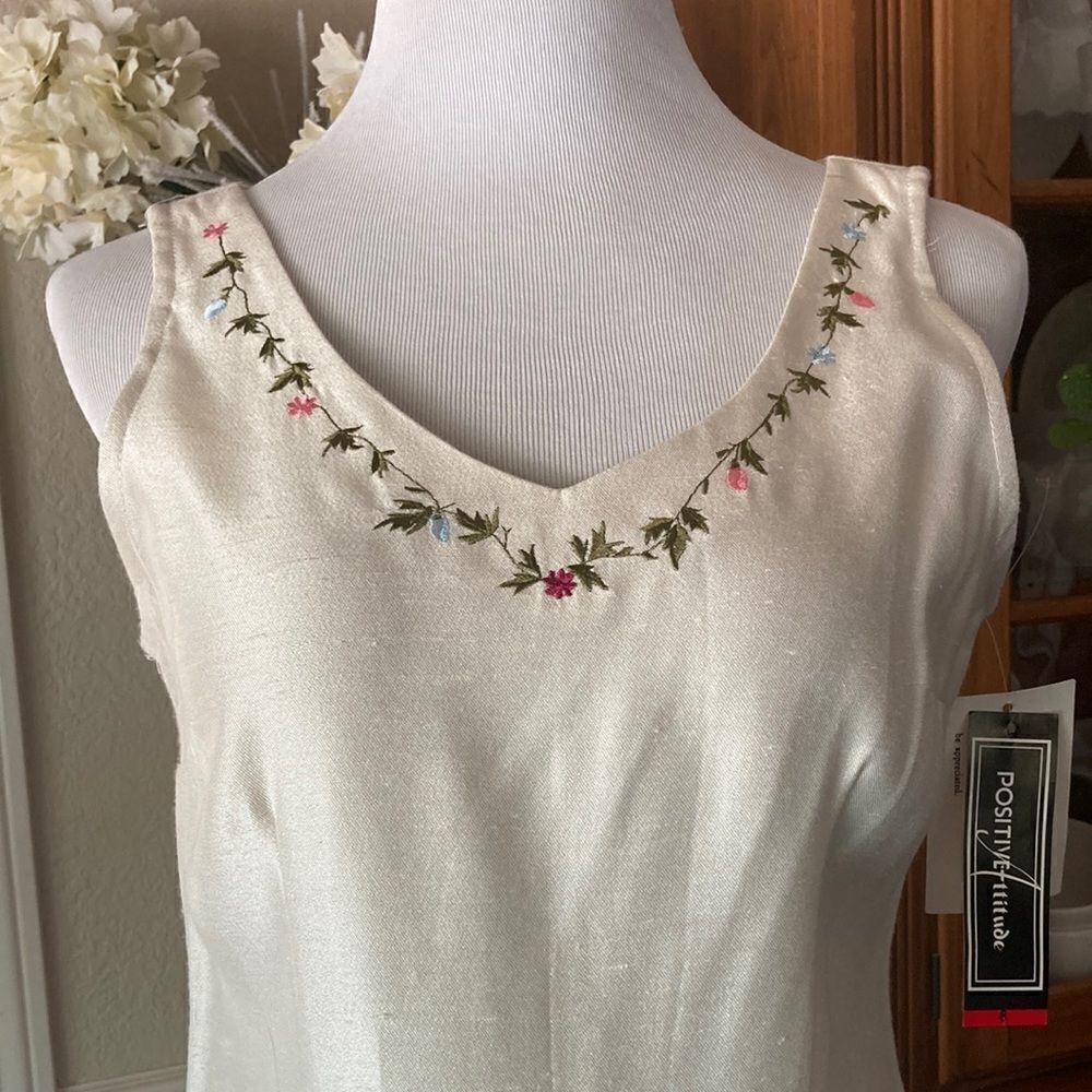 Positive Attitude Sleeveless Embroidered Maxi Dress New With Tags Vintage